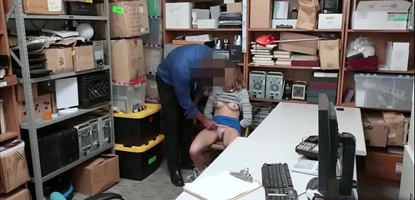  Cute blonde shoplifter teen gets fucked by a mall cop